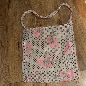 Floral Pink and Black Women's Bag